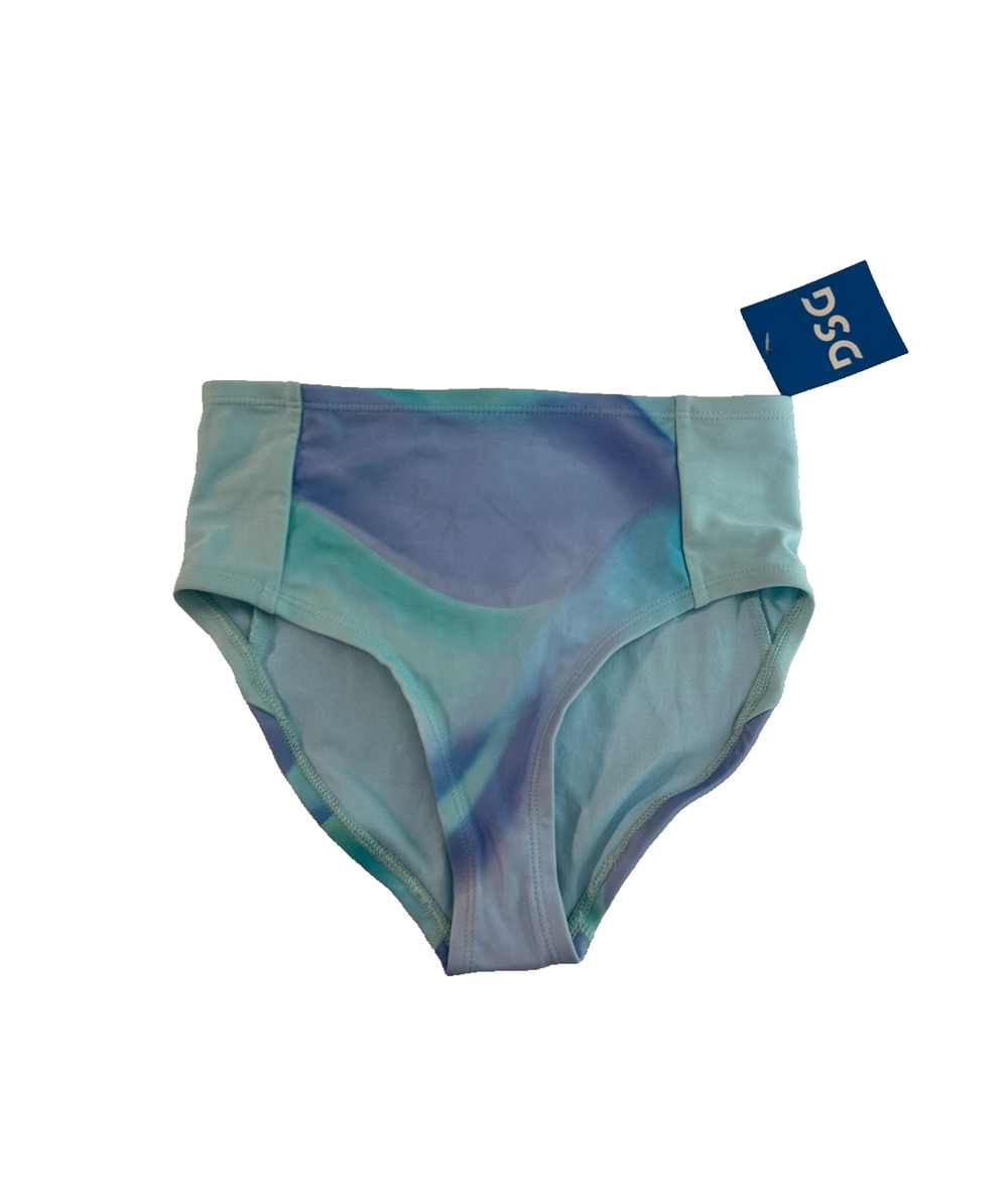 DSG Girls High Waisted Bikini Bottom Deep Sea Daydream Blue Swimsuit Size Medium